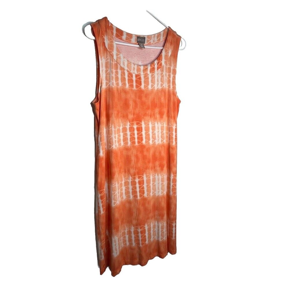 Chicos Beach Tie Dye Manderin Orange Tones Maxi Dress sz 2 / L (15)